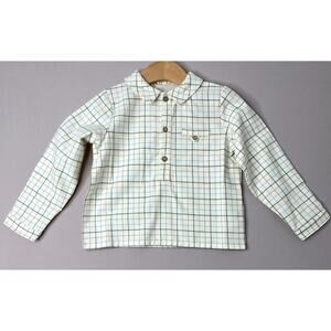 Pepa London Polo Collar Long Sleeve Cream Check Shirt NWT Boys 2